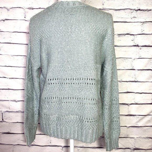 - Lucky Brand Slate Blue Crew Neck Sweater Small 🌺🌼🌸Host Pick - Picture 3 of 9